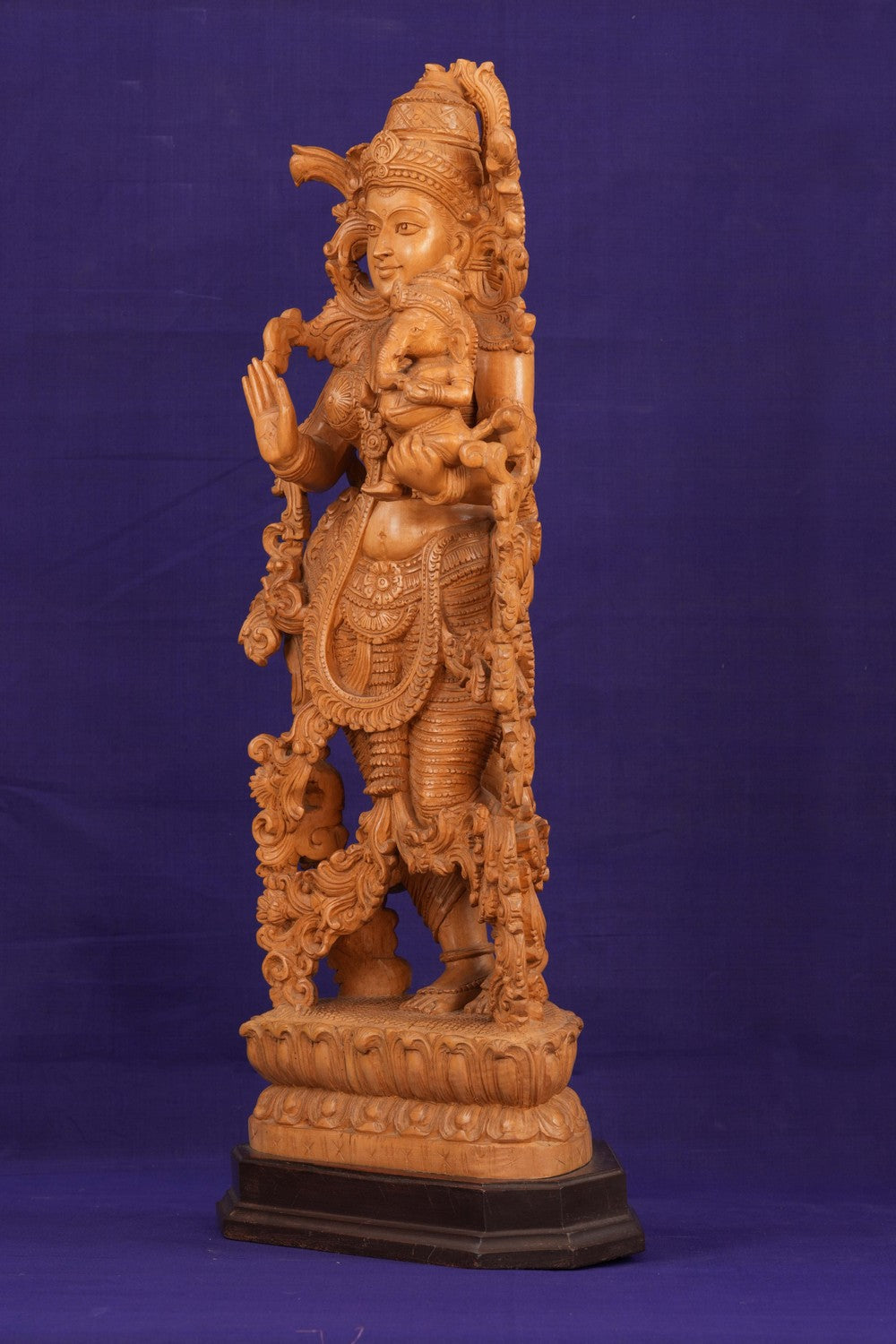 Image of Wooden Gowri Ganesh Sculpture